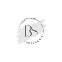 Initial BS minimalist logo with brush, Initial logo for signature, wedding, fashion. vector