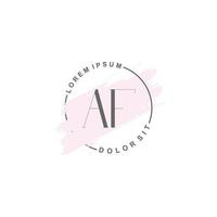 Initial AF minimalist logo with brush, Initial logo for signature, wedding, fashion, floral and botanical. vector
