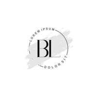 Initial BL minimalist logo with brush, Initial logo for signature, wedding, fashion. vector