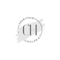 Initial CH  minimalist logo with brush, Initial logo for signature, wedding, fashion, beauty and salon. vector