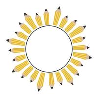 Round pencil frame, color vector isolated illustration