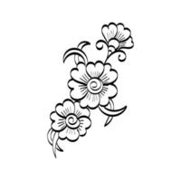 diseño de flores de tatuaje de henna. estilo mehndi. vector