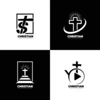 vector de conjunto de diseño de cruz cristiana para comunidad cristiana