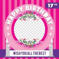 Design template for girl birthday with pink color vector