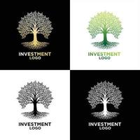 diseño de logotipo de inversión o finanzas con conjunto de concepto de diseño premium de árbol vector