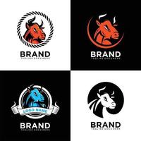 Bull head design logo for brand set