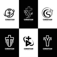 Christian cross design set vector for christian community