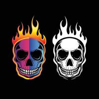 Fire head skull logo in modern color for t-shirt design and brand name vector