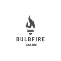 Bulb fire logo design template flat vector illustration