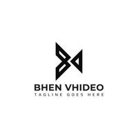 logotipo de letra inicial abstracta bv o vb en color negro aislado en fondo blanco aplicado para el logotipo de la agencia de diseño de video animado también adecuado para las marcas o empresas que tienen el nombre inicial bv o vb. vector