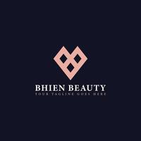 Abstract initial letter B or BB logo in white-brown pastel color isolated in blue navy background applied for beauty and cosmetic product logo also suitable for the brands or companies. vector