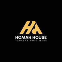 Abstract initial letter H or HH logo in gold color isolated in black background applied for real estate development firm logo also suitable for the brands or companies have initial name H or HH. vector