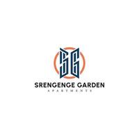 Abstract initial letter SG or GS logo in blue and orange color isolated in white background applied for apartment community logo also suitable for the brands or companies have initial name GS or SG. vector