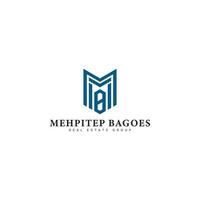 Abstract initial letter MB or BM logo in blue color isolated in white background applied for Luxury Properties Real Estate logo also suitable for the brands or companies have initial name MB or BM. vector