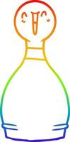 rainbow gradient line drawing cartoon happy bowling pin vector