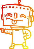 warm gradient line drawing cartoon robot vector