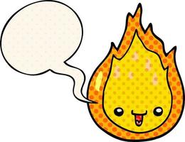 cartoon flame and speech bubble in comic book style vector