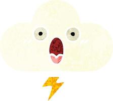 retro illustration style cartoon thunder cloud vector
