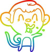 rainbow gradient line drawing crazy cartoon monkey vector