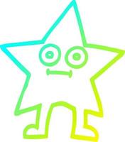 cold gradient line drawing cartoon star character vector