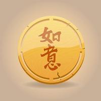 amuleto de madera carácter chino cumplimiento de deseos