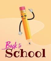 Back to school. kawaii pencil vector