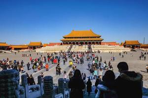 Beijing.China - 25 February 2017.Unacquainted chinese people or touristin come to visit Forbidden Palace in Holiday at beijing Capital City of china. photo