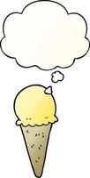 cartoon ice cream and thought bubble in smooth gradient style vector