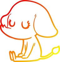 warm gradient line drawing cute cartoon elephant vector