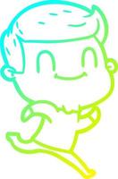 cold gradient line drawing cartoon friendly man vector