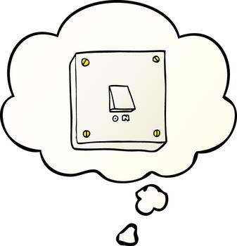cartoon light switch and thought bubble in smooth gradient style vector