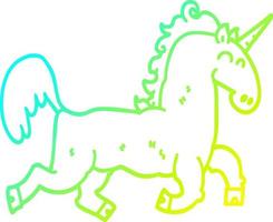 cold gradient line drawing cartoon unicorn vector