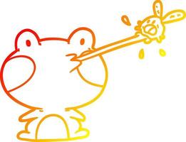 warm gradient line drawing cute frog catching fly with tongue vector