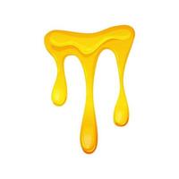 Flowing yellow viscous liquid. Lemon jelly or honey drops. Vector illustration on a white isolated background.