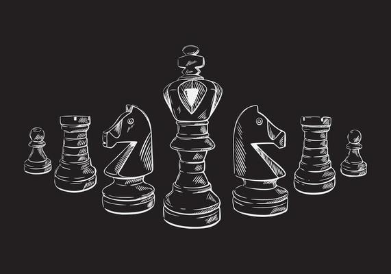 Handdrawn Sketch Set Chess Pieces Vector Stock Vector (Royalty