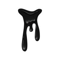 Black viscous flowing liquid oil, petroleum on a white isolated background. Dripping slime. Vector cartoon illustration