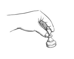 Human hand holds a chess piece of the bishop. For unpredictable and business strategy concept. Sketch vector illustration.