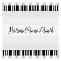 mes nacional del piano, idea de afiche con diseño de teclas musicales en blanco y negro vector
