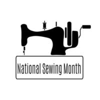 mes nacional de la costura, silueta de máquina de coser para afiche temático vector