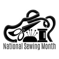 National Sewing Month, silhouette of sewing supplies for theme banner vector