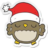 sticker of a cute christmas owl vector