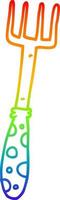 rainbow gradient line drawing cartoon fork vector