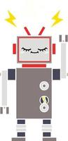 flat color retro cartoon dancing robot vector