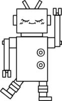 line drawing cartoon robot vector