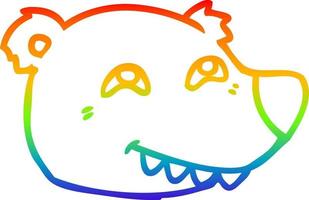 rainbow gradient line drawing cartoon polar bear face vector