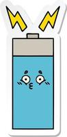 sticker of a cute cartoon battery vector