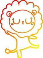 warm gradient line drawing cartoon lion dancing vector