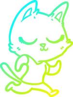 cold gradient line drawing calm cartoon cat running vector