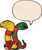 cartoon snakes and speech bubble in retro texture style vector