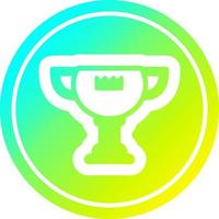 trophy award circular in cold gradient spectrum vector